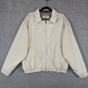 Aberdeen Collection Harrington Bomber Jacket Plaid Lined Grandpacore Tan Large